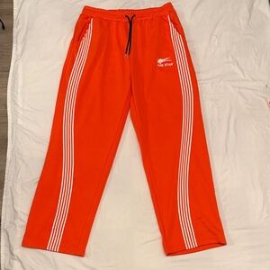 Orange Track Pants with White Stripes